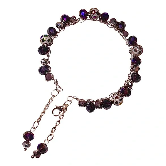 Bracelet with Austrian Crystals and Electroplated Beads - Picture 3 of 9